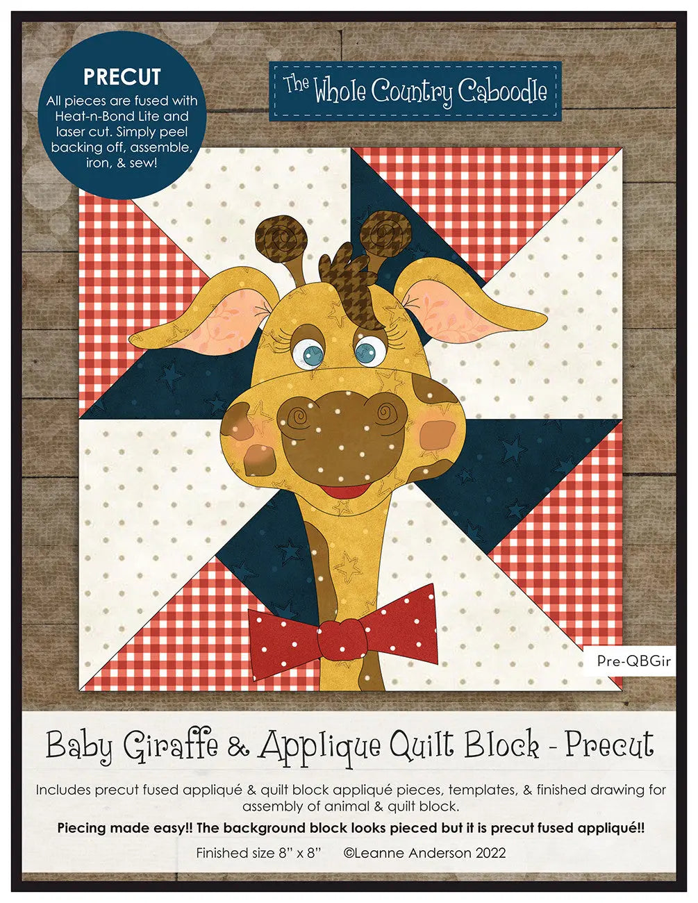 Baby Giraffe & Applique Quilt Block Precut Fused Applique Pack