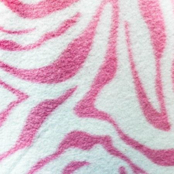 Baby Pink | White Zebra Print Fleece Fabric