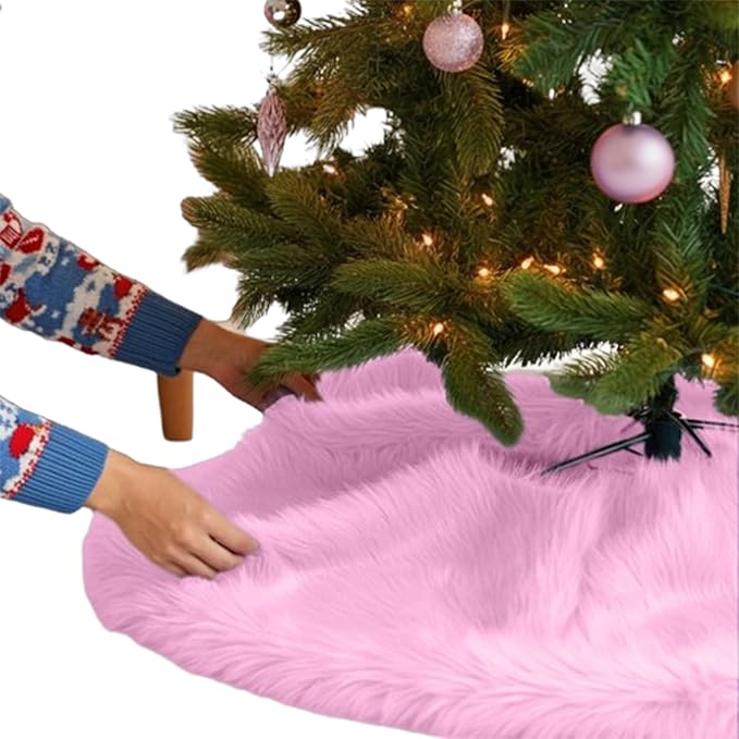 Premium Faux Fur Christmas Tree Skirt – 36 Inch Holiday Decor