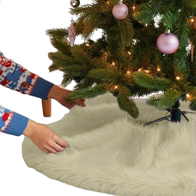 Premium Faux Fur Christmas Tree Skirt – 36 Inch Holiday Decor