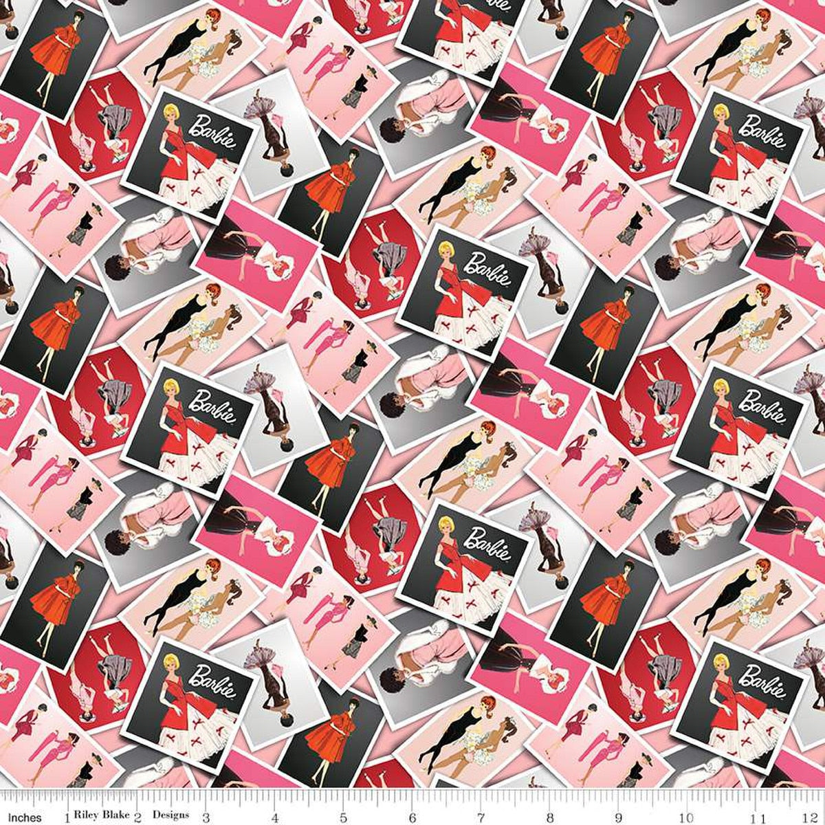 Barbie Vintage Photos Pink Cotton 43"/44" Fabric Per Yard