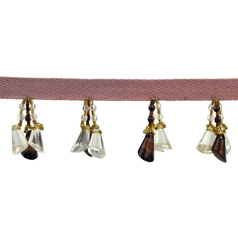 Beaded Fringe - 1 1/2" length (25 Yard Roll) - BB-917-02/16 Clear and Sable