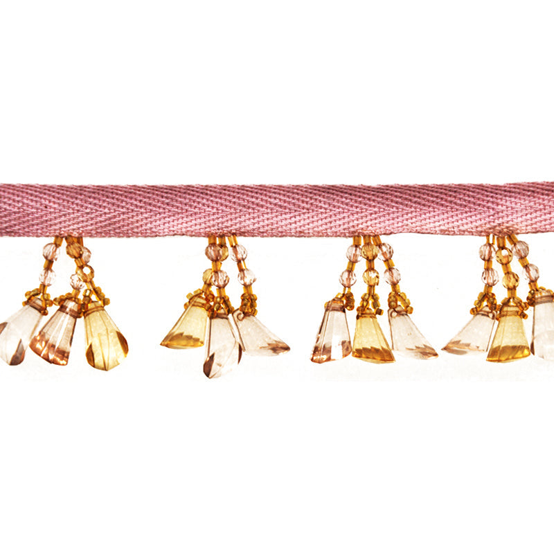 Beaded Fringe - 1 1/2" length (25 Yard Roll) - BB-917-83/10 Mauve and Gold