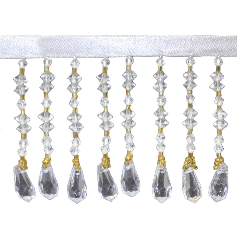 Beaded Fringe - 2 1/2" width (15 Yard Roll) - BB-905-03/10 Light Blue and Gold