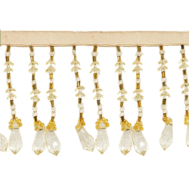 Beaded Fringe - 2 1/2" width (15 Yard Roll) - BB-905-24/10 Clear and Beige