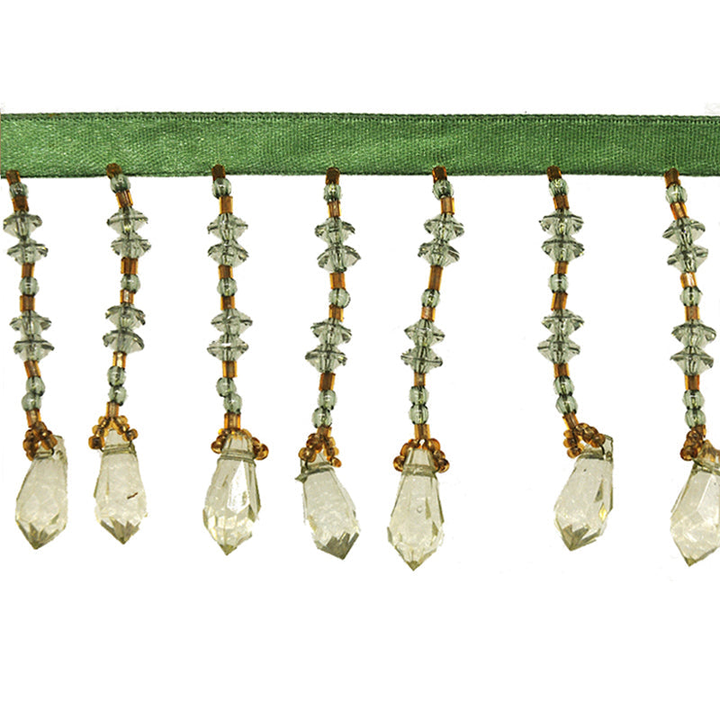 Beaded Fringe - 2 1/2" width (15 Yard Roll) - BB-905-25/10 Green and Gold