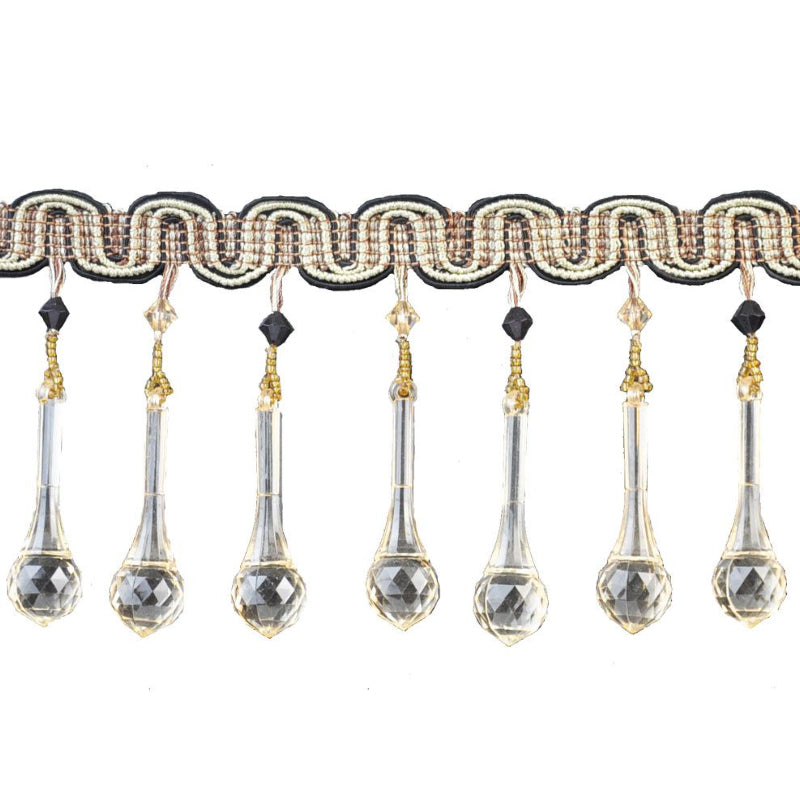 Beaded Fringe - 4" length (10 Yard Roll) - BB-988-02/16 Black and Sable