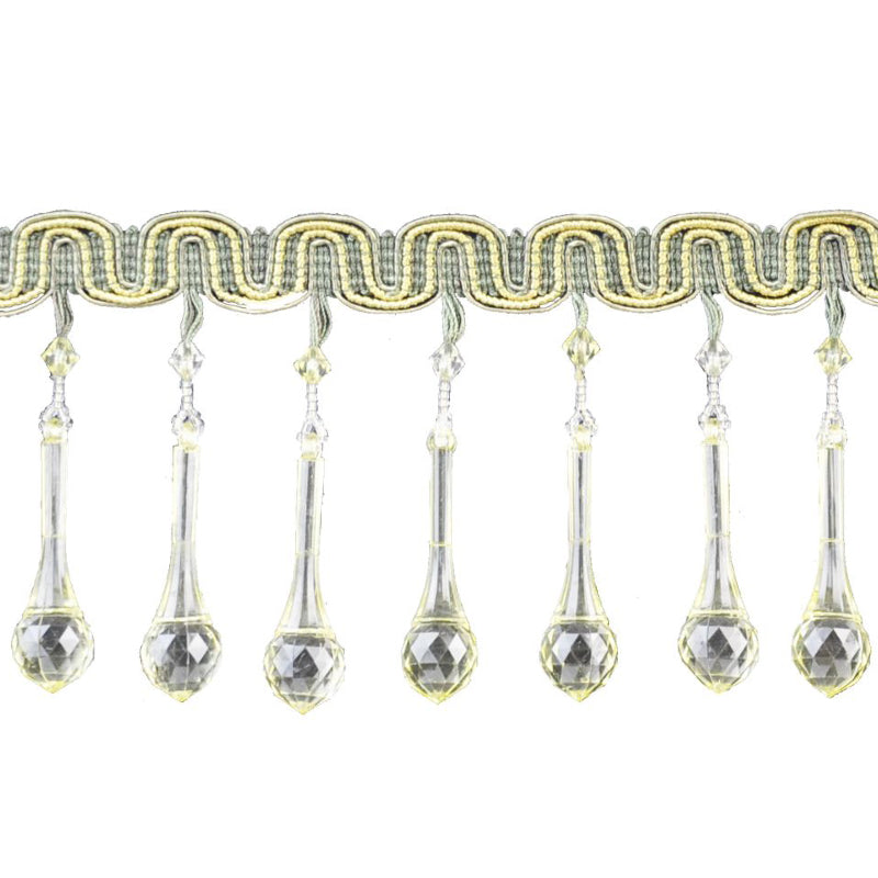 Beaded Fringe - 4" length (10 Yard Roll) - BB-988-14/10 Mint Green and GOld