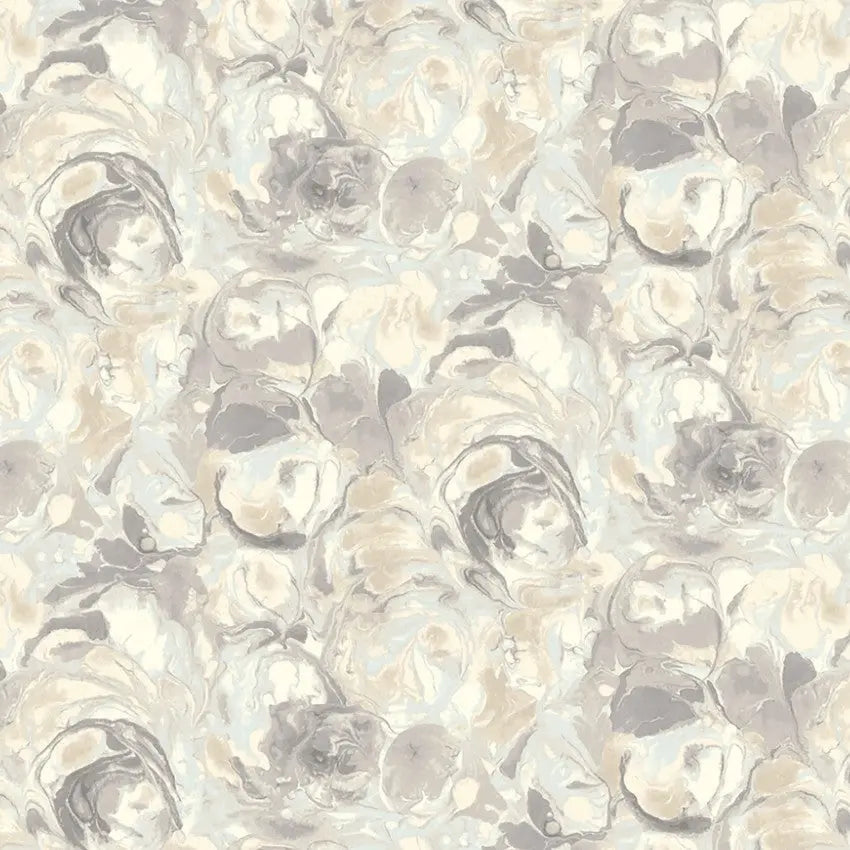 Beige Smokey Paint Swirls Cotton Wideback Fabric per yard