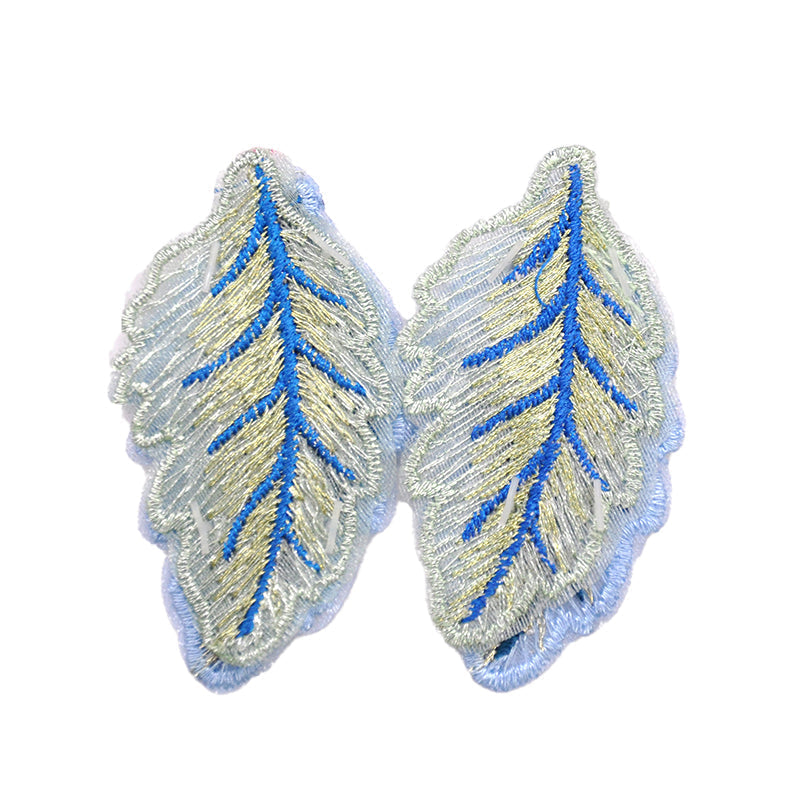 Belagio Enterprises - 1 1/4" Embroidered Leaf Appliques - 2pcs Per Card (6 Cards Per Order) - BPP-M3-03 Blue & Green