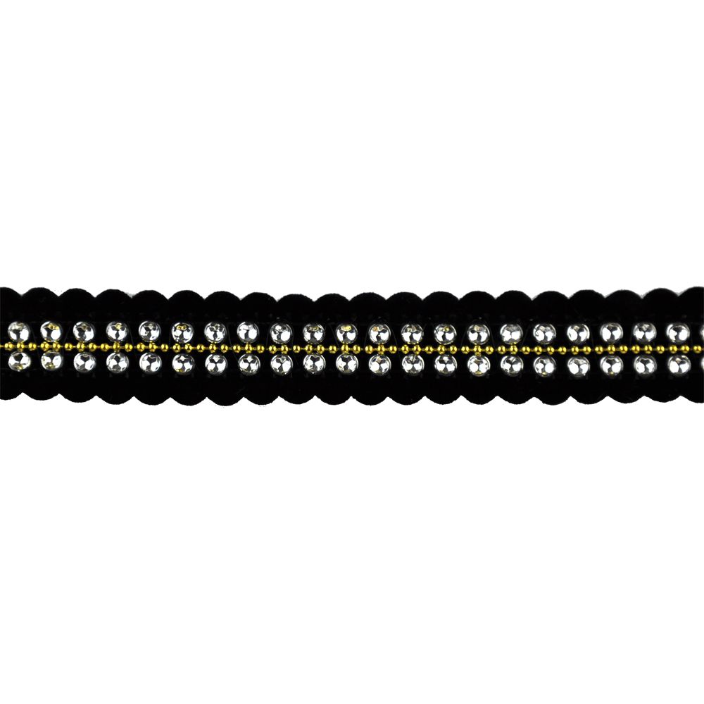 Belagio Enterprises - 1/2" Width Faux Velvet and Rhinestone Trim - 1/2" Width (10 Yard Roll) - BRV-5