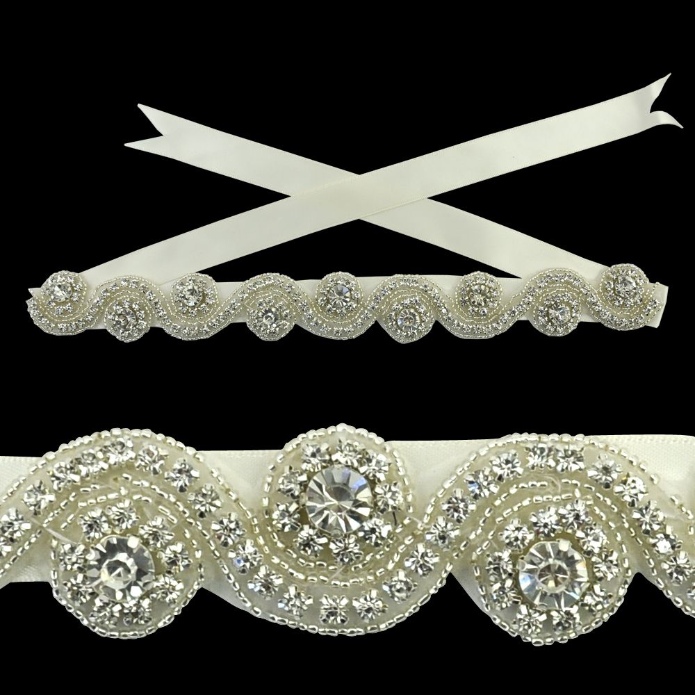 Belagio Enterprises - 13" x 1" Rhinestone Sash with Ribbon - - BR-Sash-6