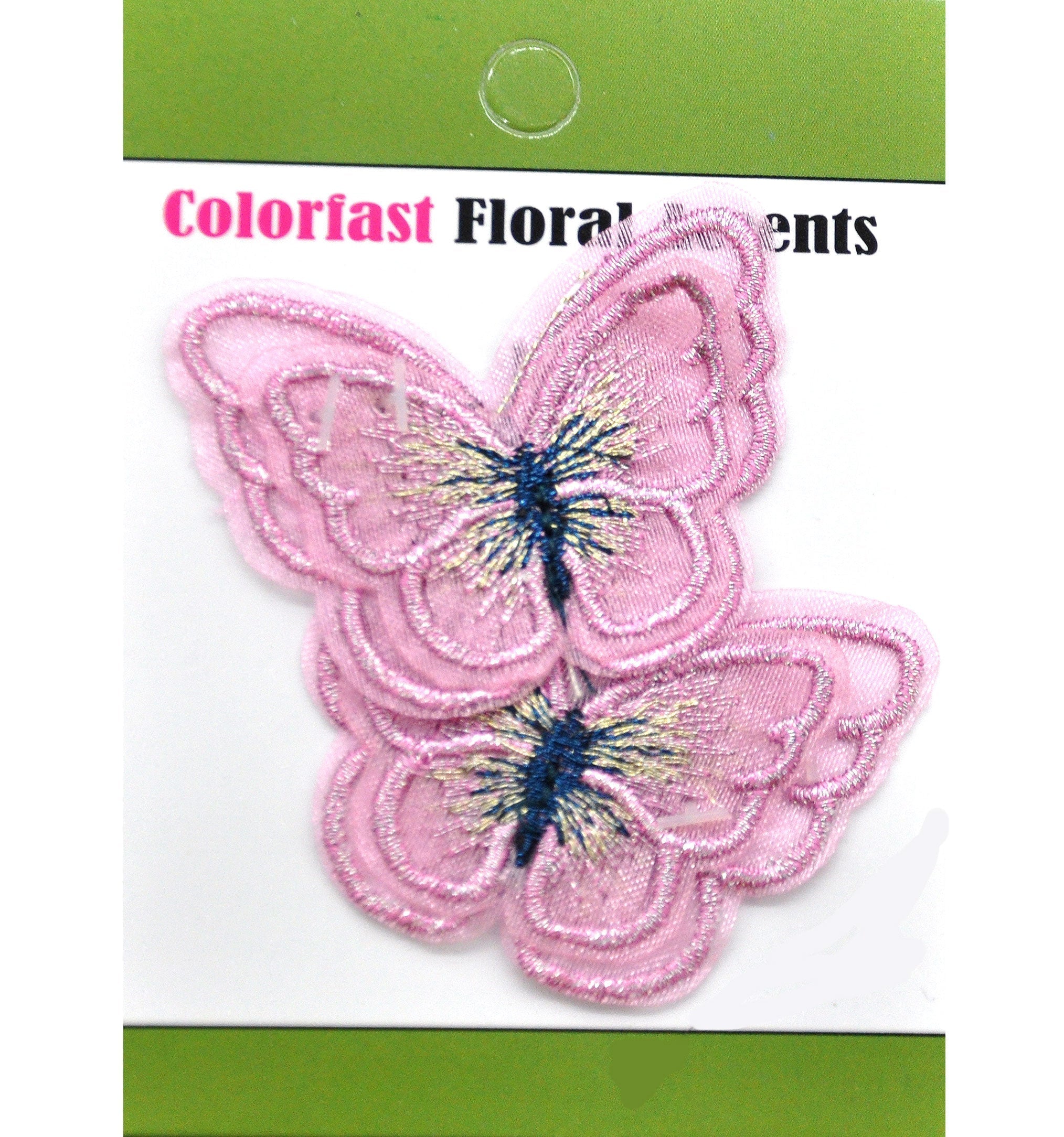 Belagio Enterprises - 2" Embroidered Butterfly Appliques - 12pcs Per Card (6 Cards Per Order) - BPP-N1-20 Pink