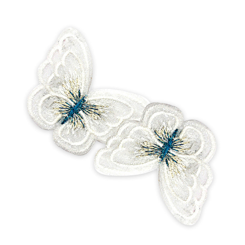 Belagio Enterprises - 2" Embroidered Butterfly Appliques - 12pcs Per Card (6 Cards Per Order) - BPP-N1-27 White