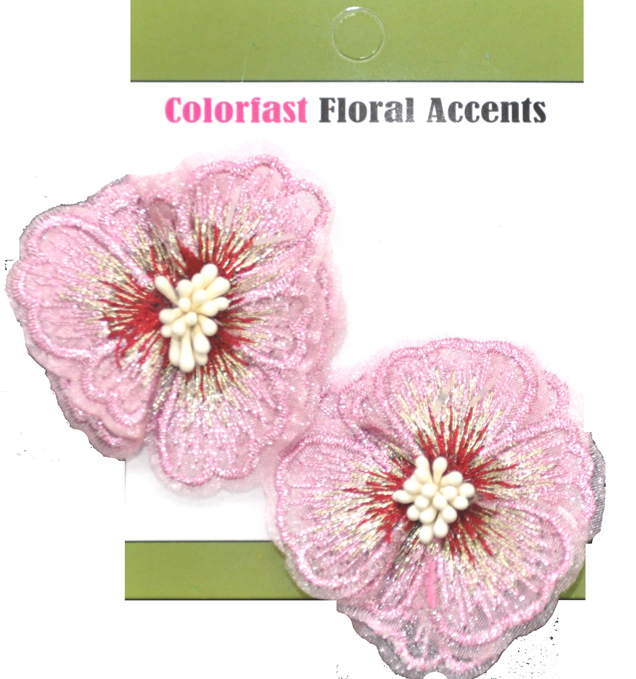 Belagio Enterprises - 2" Embroidered Flower Appliqués - 12pcs Per Card (6 Cards Per Order) - BPP-M2-08 Mauve