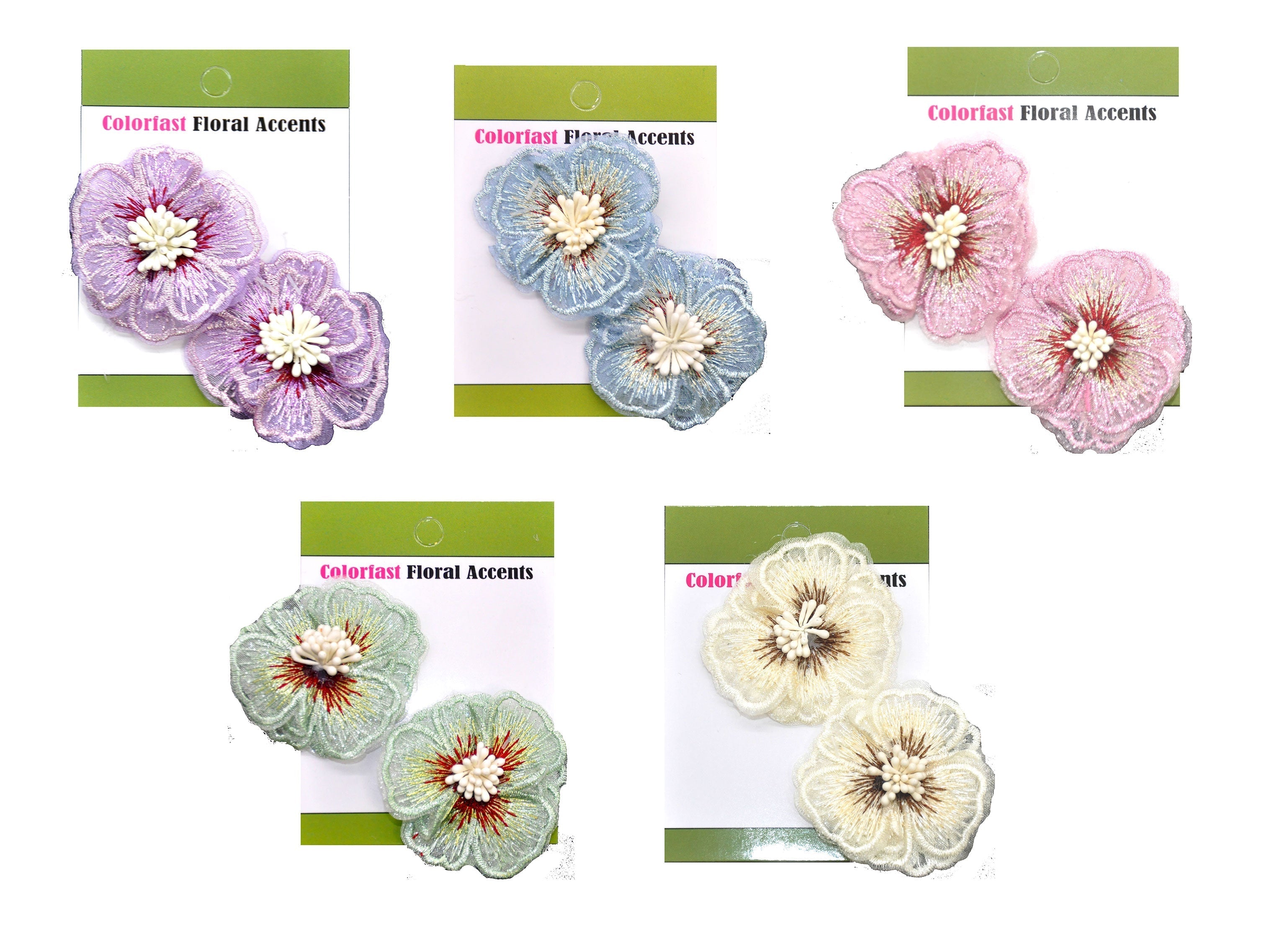 Belagio Enterprises - 2" Embroidered Flower Appliqués - 12pcs Per Card (6 Cards Per Order) - BPP-M2-08 Mauve