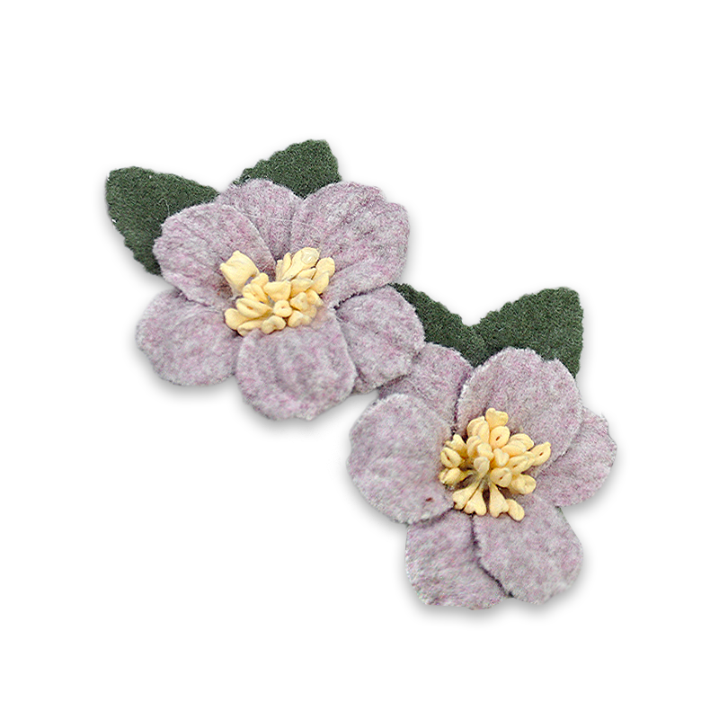 Belagio Enterprises - 2" x 2 1/2" Velvet Flower and Leaves Appliqués (2pcs per Card; 6 Cards Per Order) - BPP-A3-21 Lavender