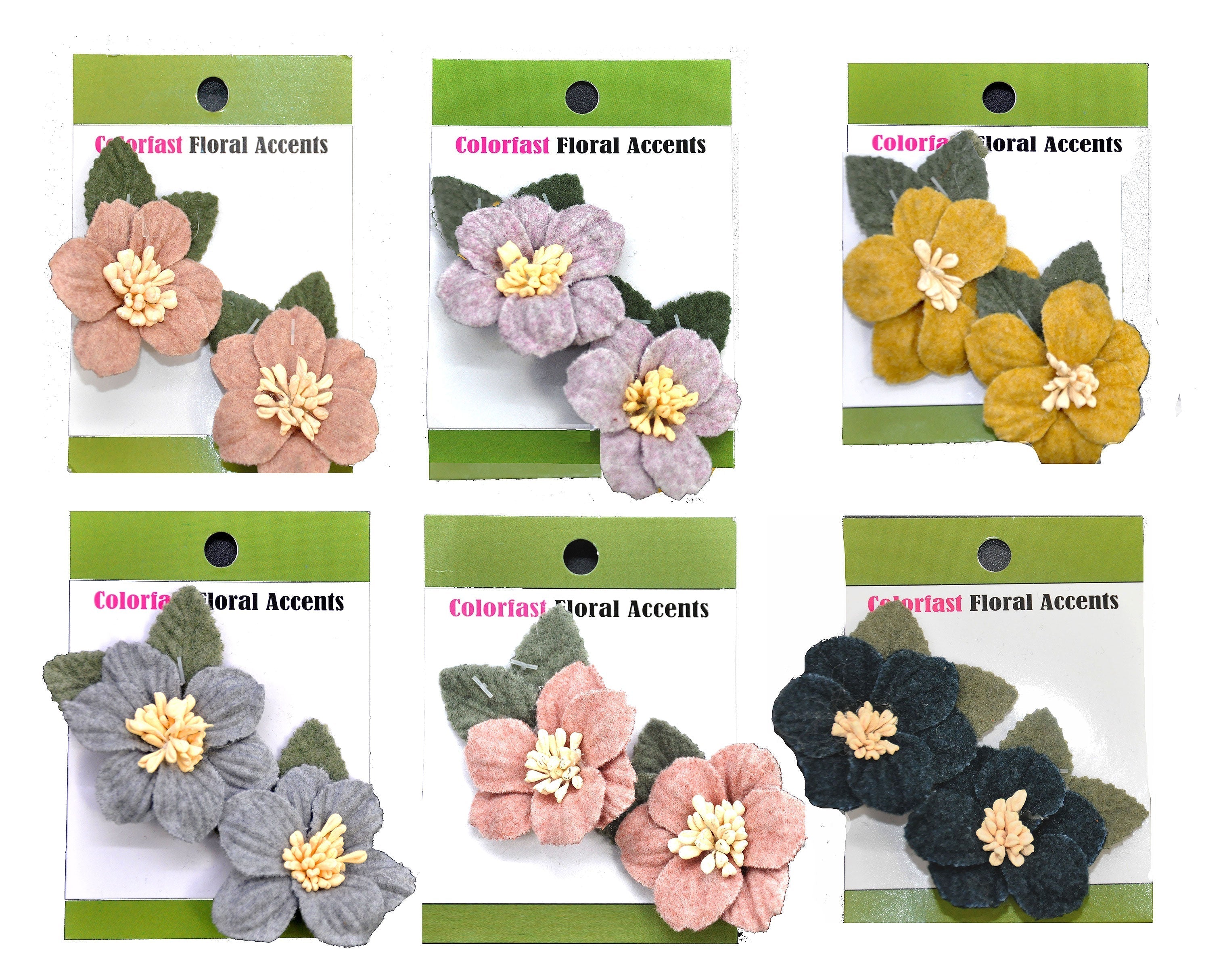 Belagio Enterprises - 2" x 2 1/2" Velvet Flower and Leaves Appliqués (2pcs per Card; 6 Cards Per Order) - BPP-A3-49 Gray