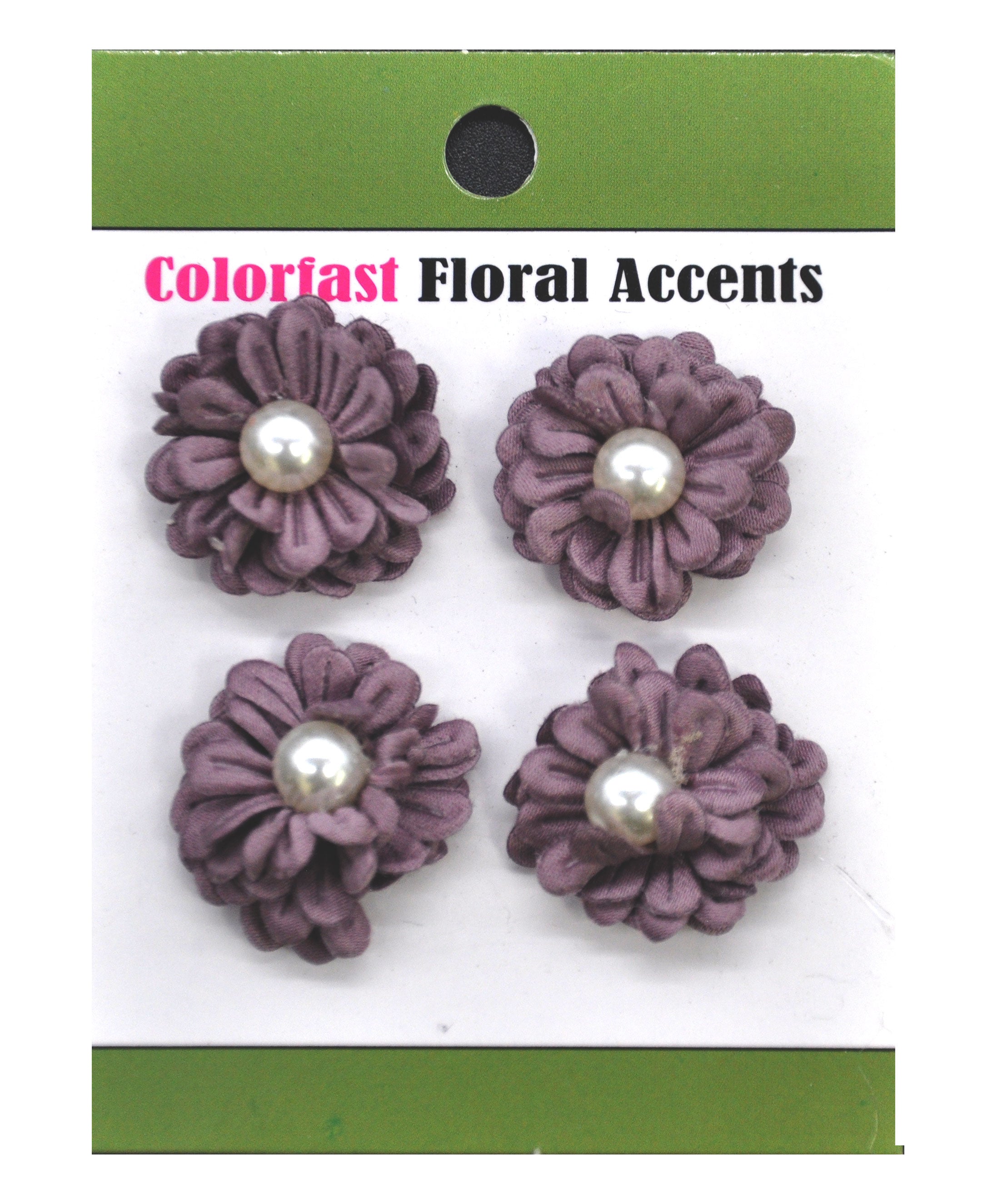 Belagio Enterprises - 4pcs Colored Flowers With Pearls - 1" Multi-Layered (6 Cards Per Order) - BPP-A2-12 Thistle