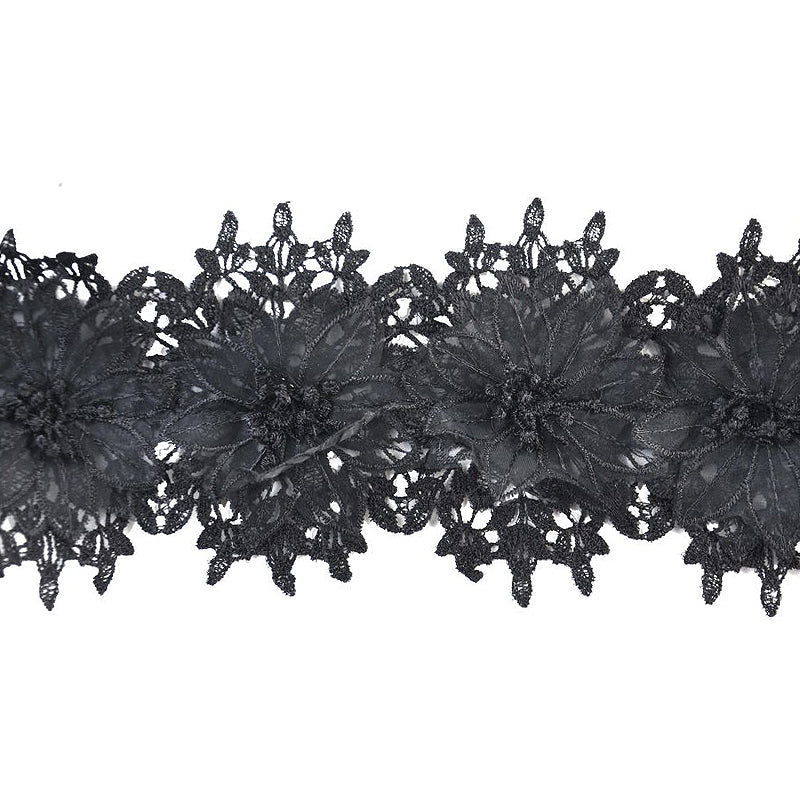 Belagio Enterprises - 5" Width Embossed Venice Flower Trim (15 Yard Roll) - BF-1352-02 Black