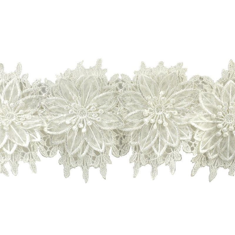 Belagio Enterprises - 5" Width Embossed Venice Flower Trim (15 Yard Roll) - BF-1352-24 Ivory