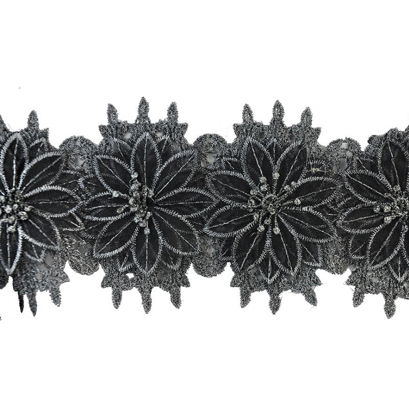 Belagio Enterprises - 5" Width Embossed Venice Flower Trim (15 Yard Roll) - BF-1352-49 Metal Grey
