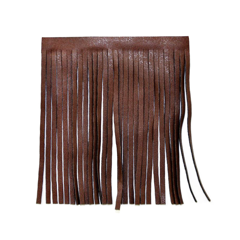 Belagio Enterprises - 6-inch Faux Leather Fringe (25 Yard Roll) - P-7775-06 Brown