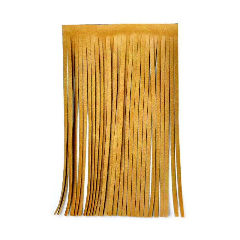 Belagio Enterprises - 6-inch Faux Leather Fringe (25 Yard Roll) - P-7775-16 Tan