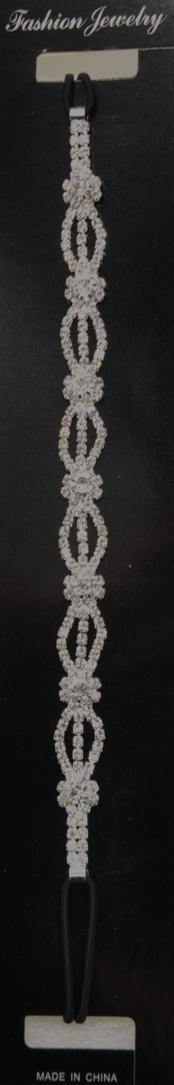 Belagio Enterprises - 6pcs Silver Rhinestone Elastic Headband - BRH-5