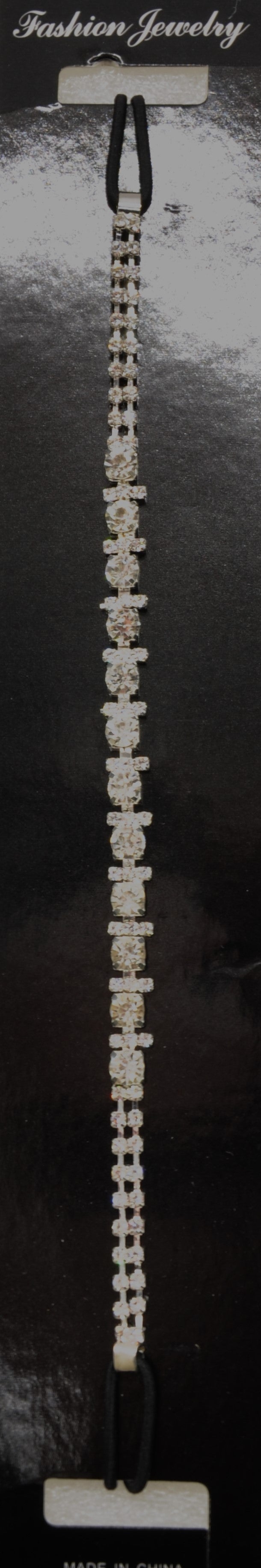 Belagio Enterprises - 6pcs Silver Rhinestone Elastic Headband - BRH-6