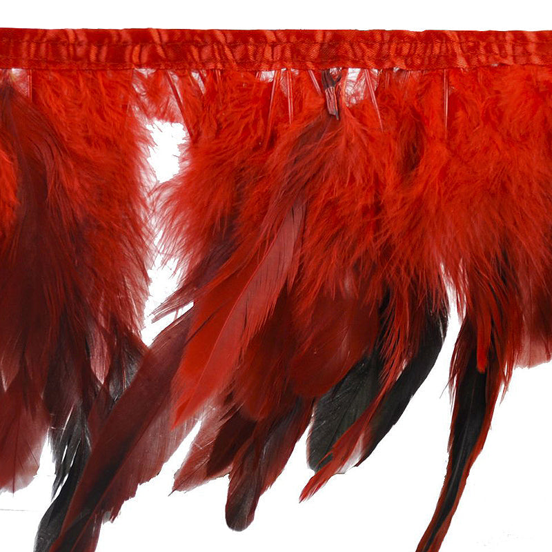 Belagio Enterprises - 9-inch Rooster Feather Trim (10 Yard Roll) - B-1135-22 Red