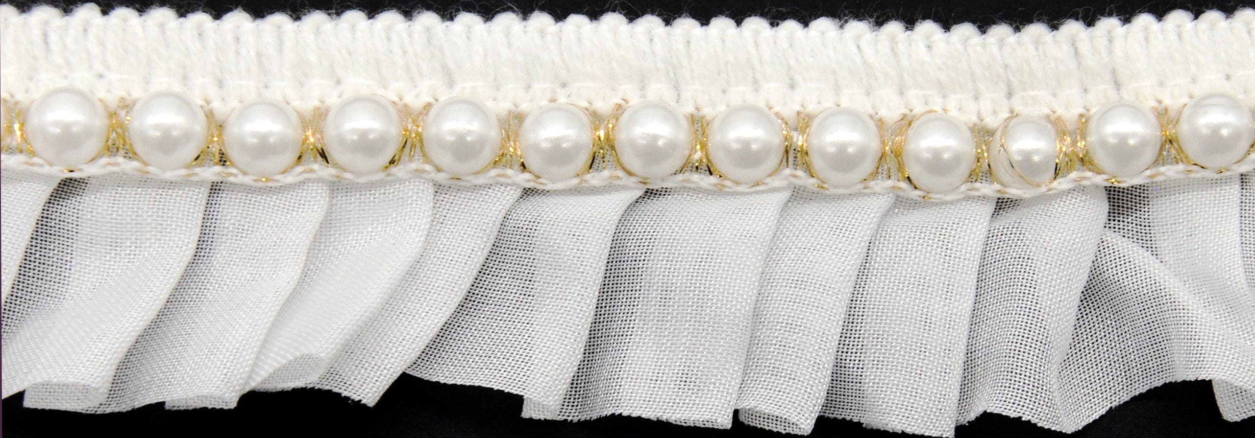 Belagio Enterprises - Gathered Lace with Large Pearl - 2" (15 YDS)-BPV-304-27