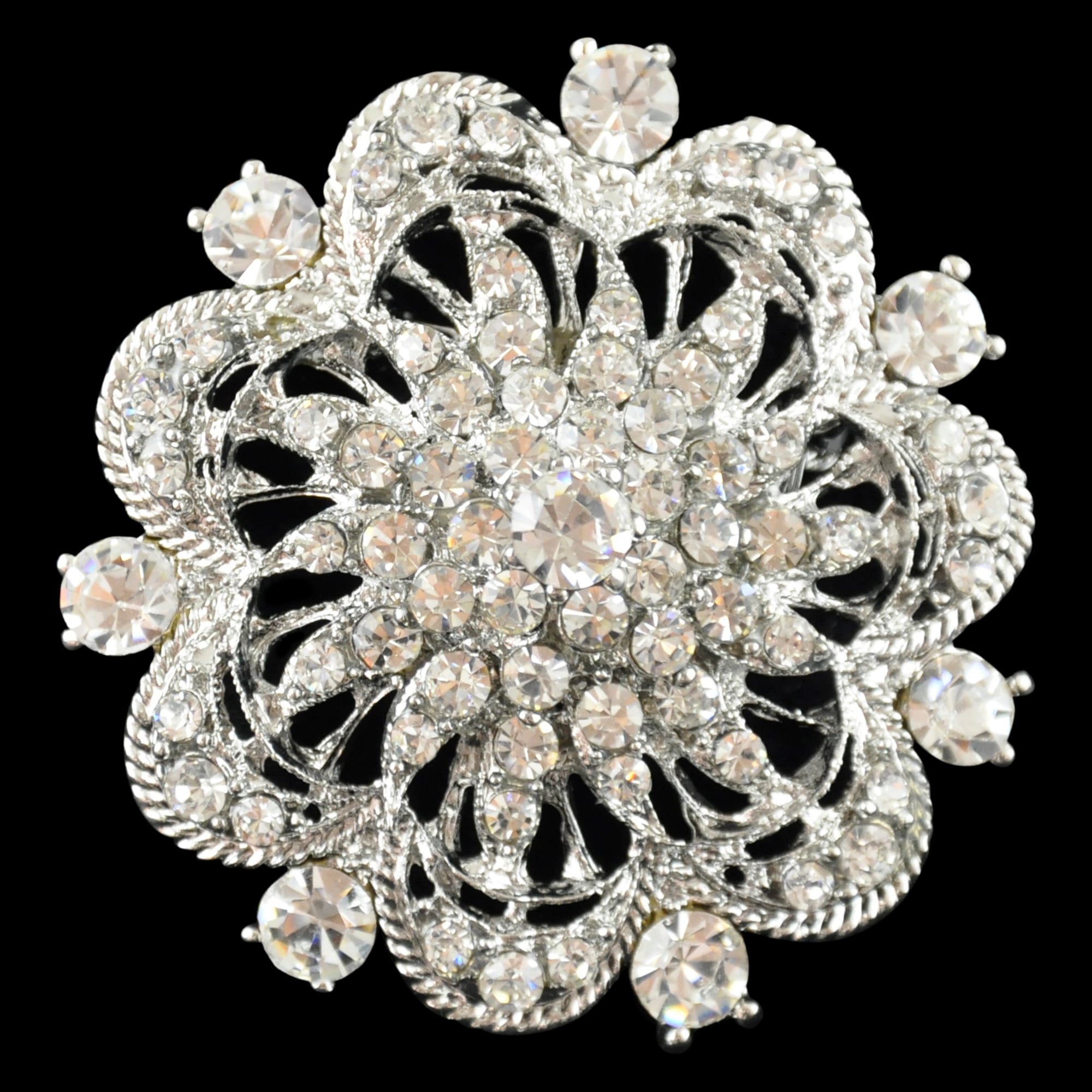 Belagio Enterprises -  Rhinestone Brooch - 2" W x 2" L - BW-136