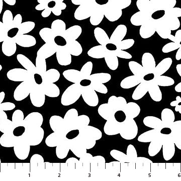 Black Daisies Soho Cotton 44"/45" Fabric Per Yard
