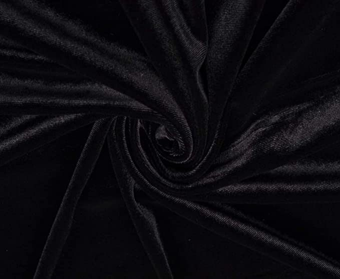 Stretch Velvet Fabric by the Yard – Black | 280gsm | 58/60” Wide