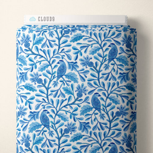 Blue Henri Birds and Branches Cotton 44”/45” Fabric Per Yard