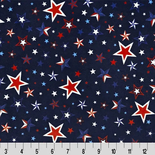 Blue Liberty Stars Digital Cuddle Ink Fabric per yard