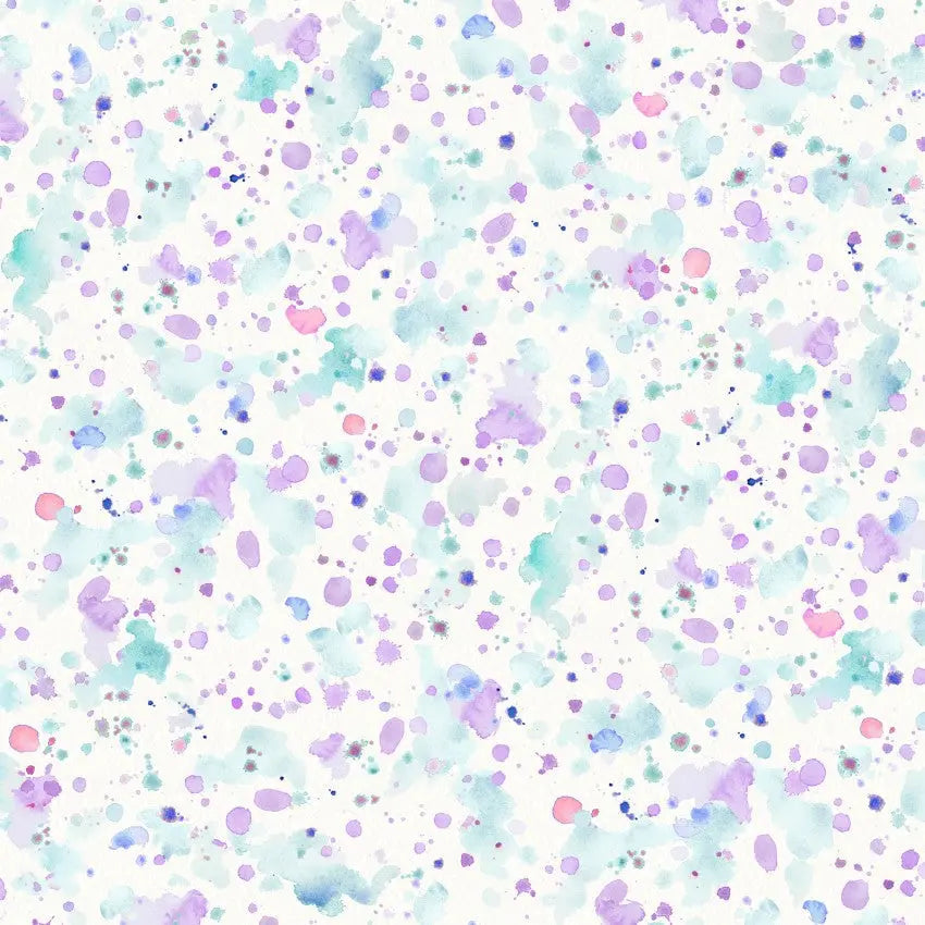 Blue Purple Paint Splatter Cotton Wideback Fabric per yard