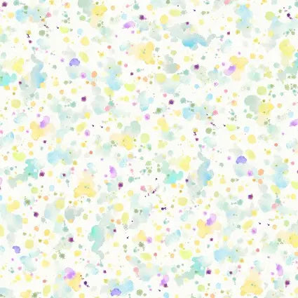 Blue Yellow Paint Splatter Cotton Wideback Fabric per yard