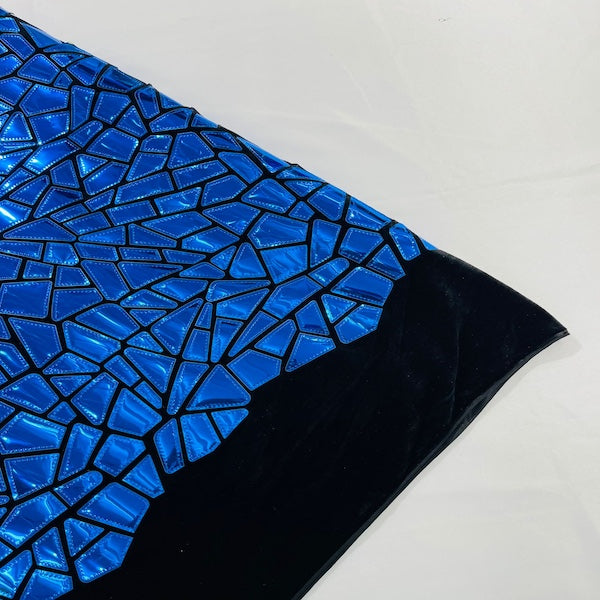 Shattered Glassed Metallic Foil Stretch Velvet Fabric