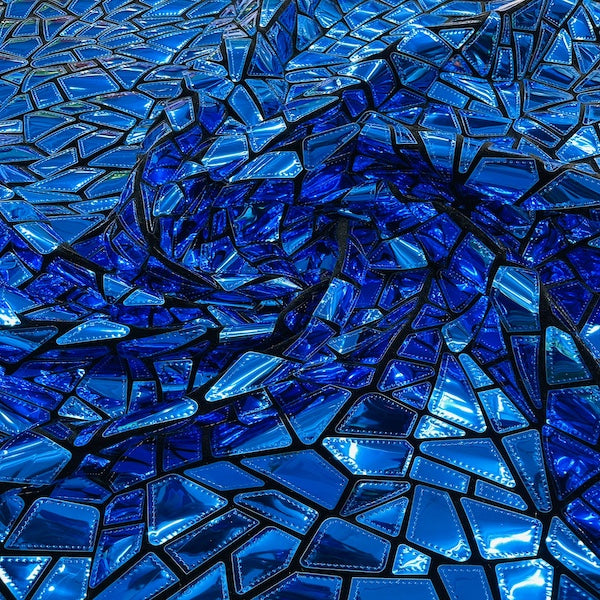Shattered Glassed Metallic Foil Stretch Velvet Fabric