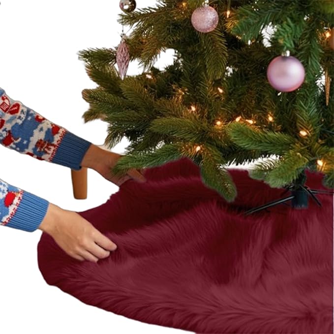 Premium Faux Fur Christmas Tree Skirt – 36 Inch Holiday Decor
