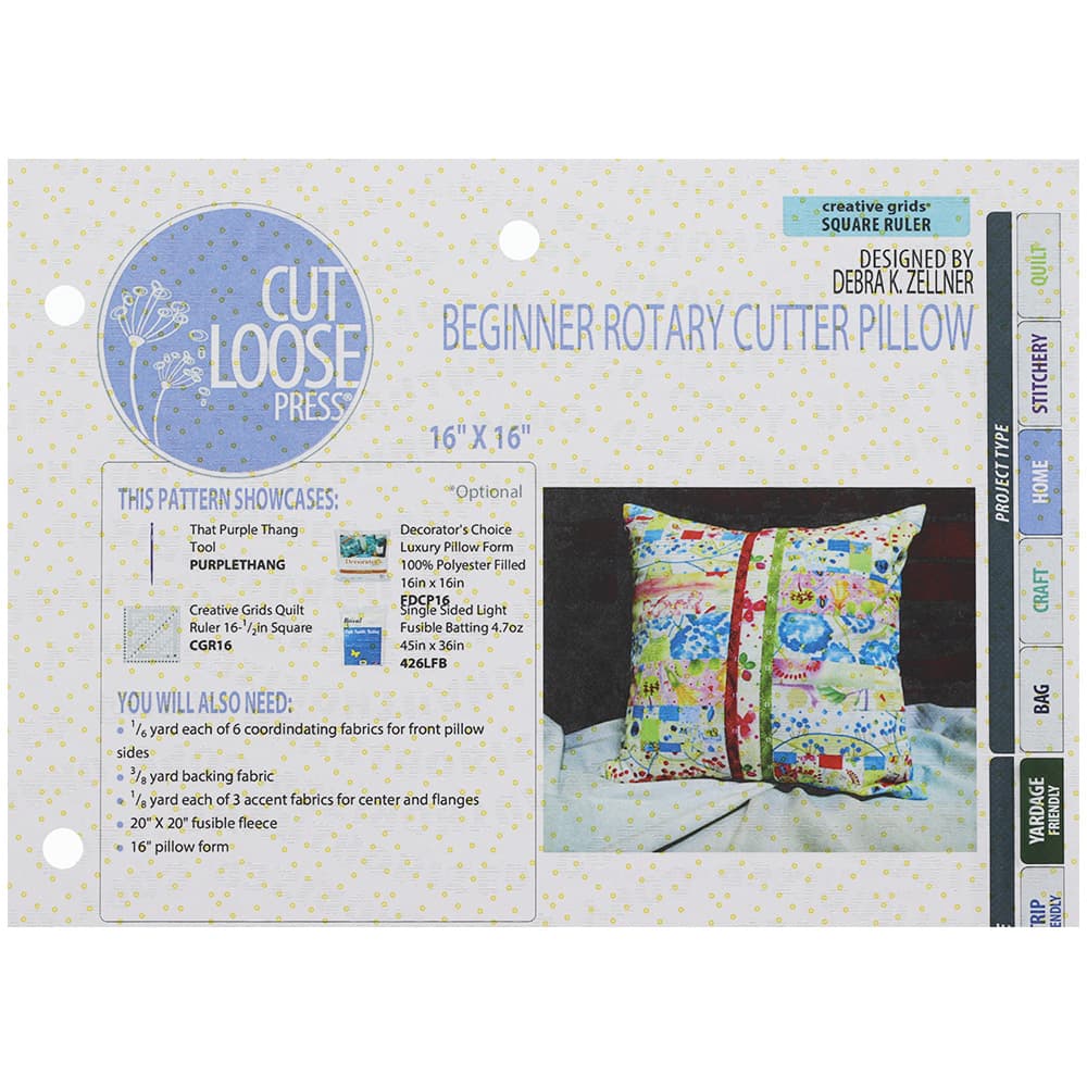 Cut Loose Press, Beginner Rotary Cutter Pillow Pattern