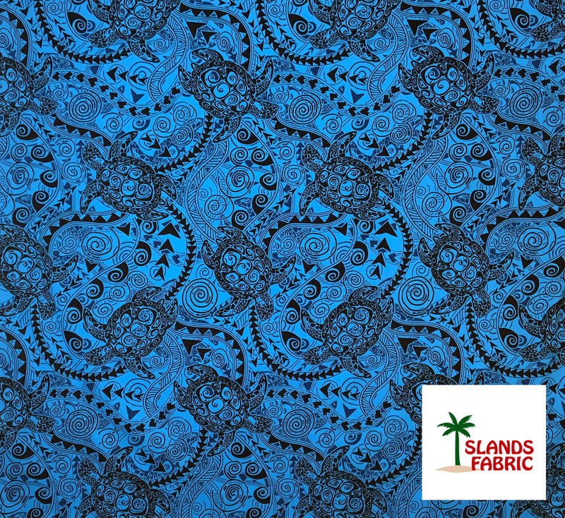 Tiki Turtle All Over Fabric | Cotton  | Spandex Palace