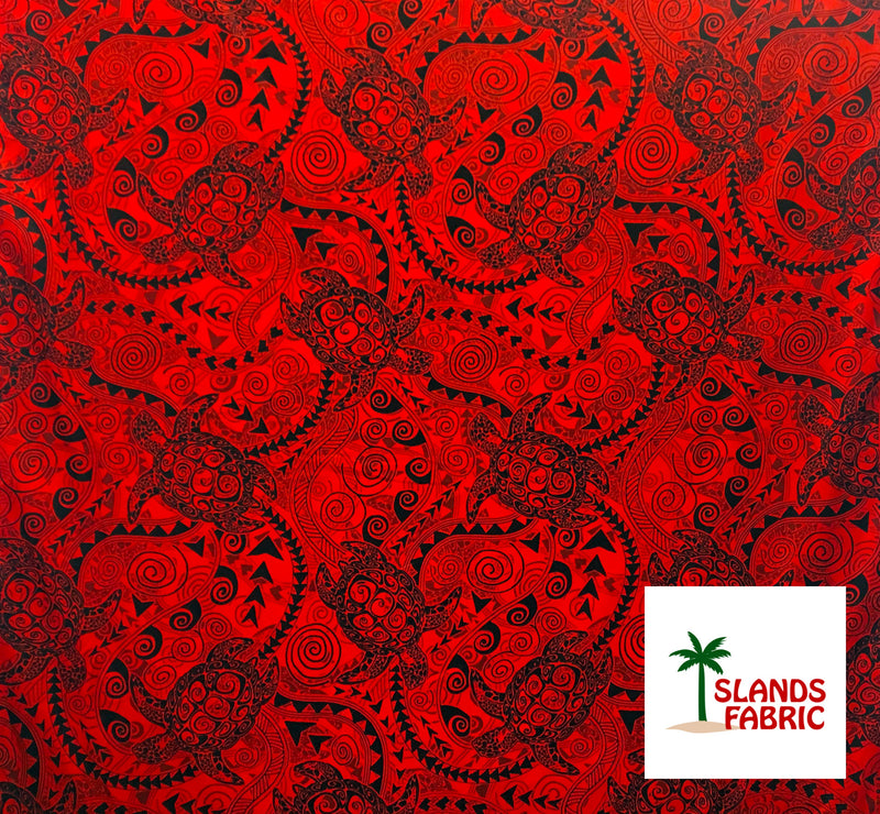 Tiki Turtle All Over Fabric | Cotton  | Spandex Palace