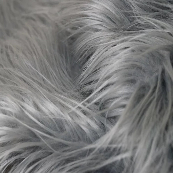 Charcoal Gray Shaggy Long Pile Faux Fur Fabric (4")