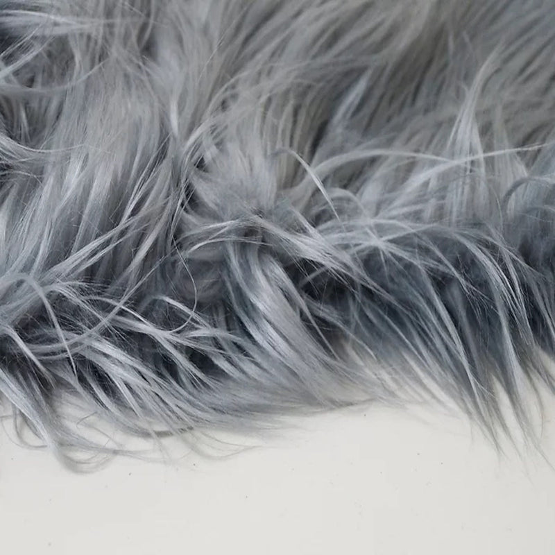 Charcoal Gray Shaggy Long Pile Faux Fur Fabric (4")