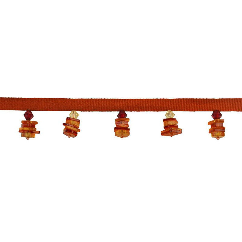 Charm Collection - 1 1/2" wide PLASTIC BEADED FRINGE (15 YDS) - BB-922-17/19 Wine Red and Orange