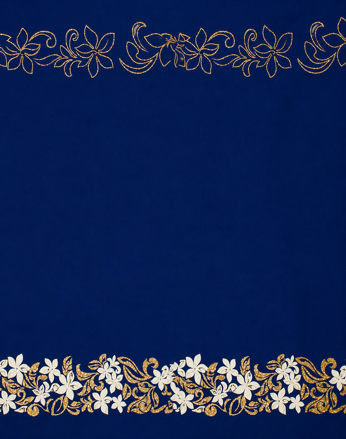 Tiare & Swirls Double Border Polyester Glitter Fabric | Islands Fabric