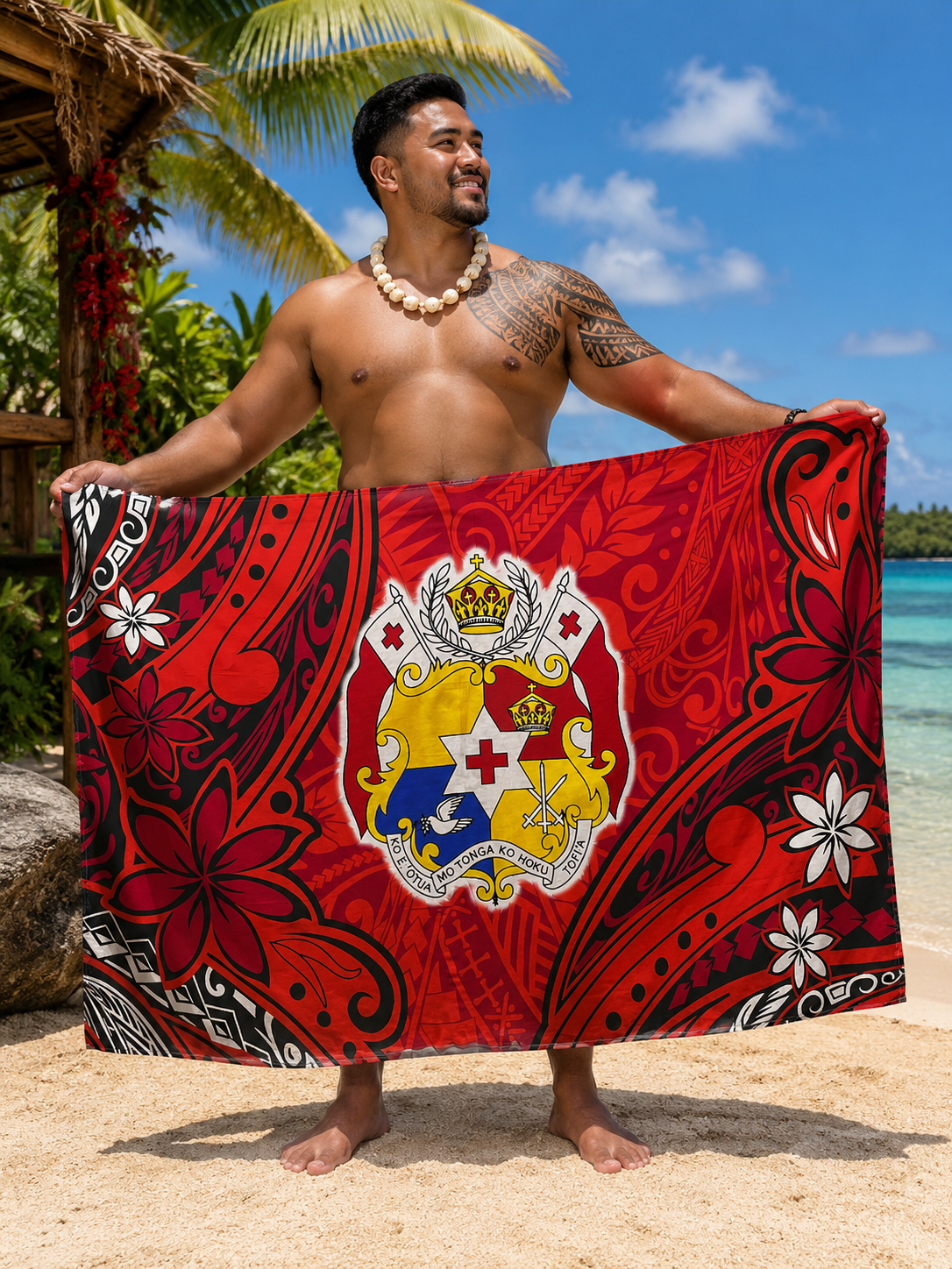 Kingdom of Tonga Seal Tiare Polyester Sarong | Islands Fabric
